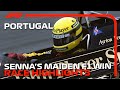 Ayrton sennas first win  1985 portuguese grand prix race highlights