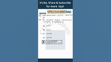 UPSC CSAT 2020 Q53 Solved! Crack UPSC CSAT Math and Reasoning with Ease!🚀UPSC CSE 2025 Prep #shorts