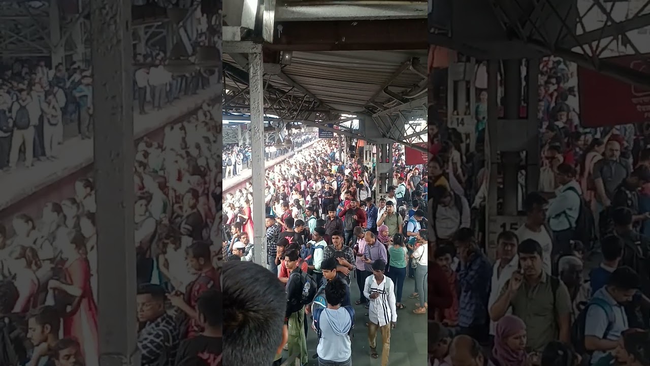 Mumbai railway station crowd baap re baap 
