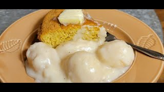 #CORNBREAD AND THICKENED STEWED POTATOES#