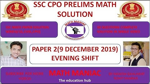 SSC CPO PRELIMS MATH SOLUTION  DATE 9/12/2019(2-4PM)