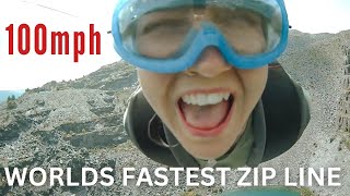 The FASTEST Zip Line in the World: Velocity 2 - Is It SCARY?! - Zip World Penrhyn Quarry