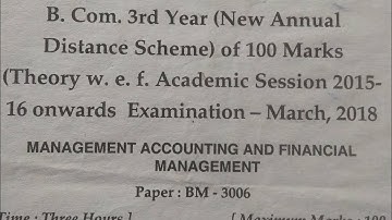 Mdu Bcom DDE 3rd Year Management Accounting And Financial Management Question Paper
