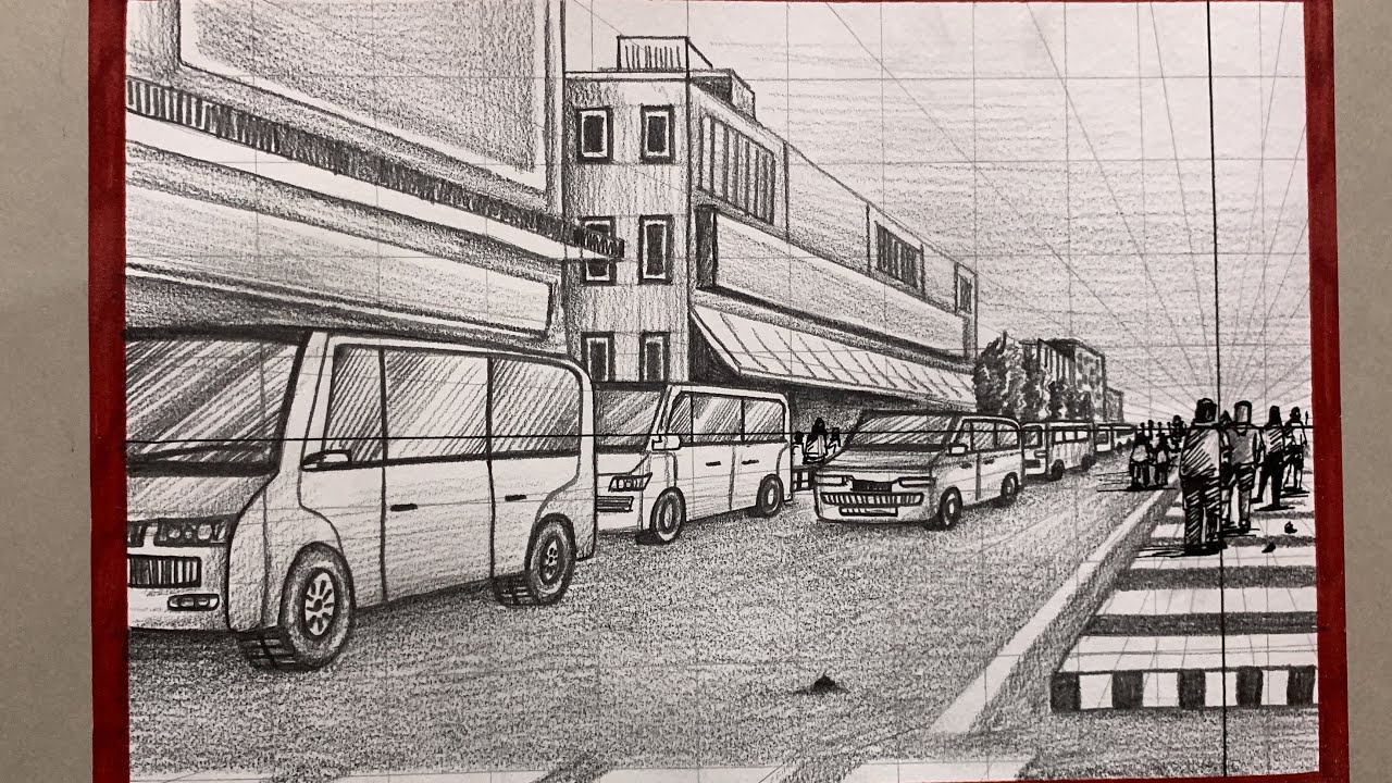 Traffic jam003 sketch ballpoint drawing art  Architecture drawing  sketchbooks Perspective art Perspective sketch