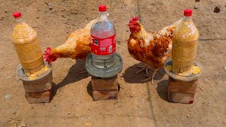 COMO HACER COMEDERO Y BEBEDERO PARA POLLOS POLLITOS Y GALLINAS con botellas de plástico Reciclado.