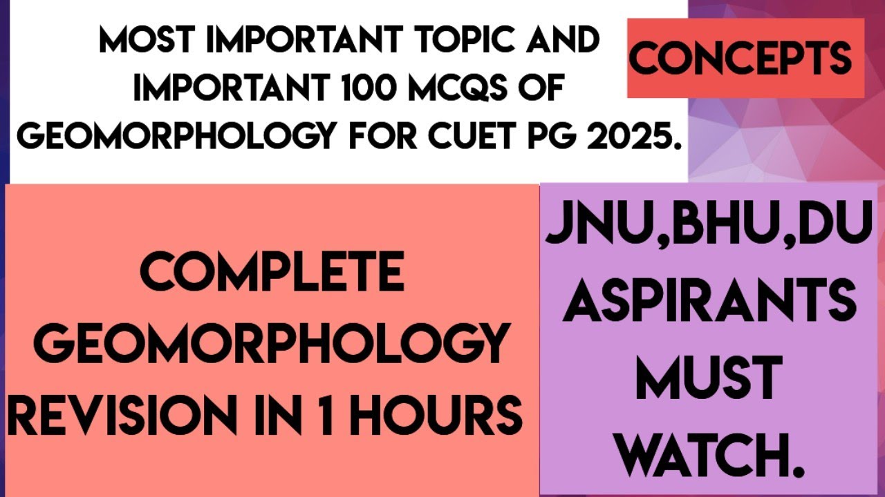 Cuet pg geography 2025|| complete geomorphologyin one shot with pyqs ...