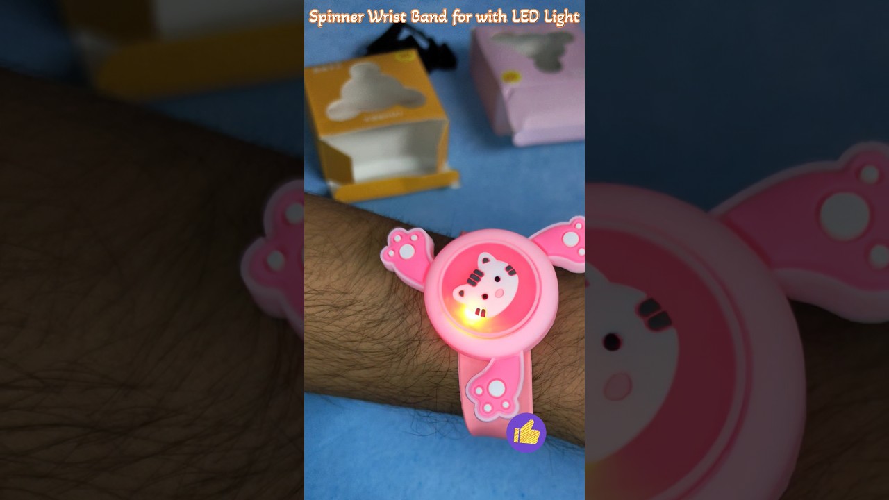 Amitasha 2Pc Fidget Spinner Wrist Band for Kids with LED Light Up Silicone Strap - Cartoon Bracelet