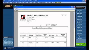 Product Statistics Report- OpenMiracle - The Free open source accounting software