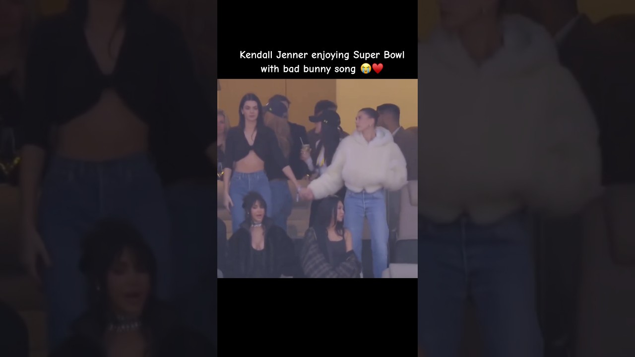 Kendall Jenner enjoying Super Bowl with bad bunny song 😭♥️ 