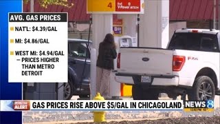 Gas prices rise above in Chicagoland