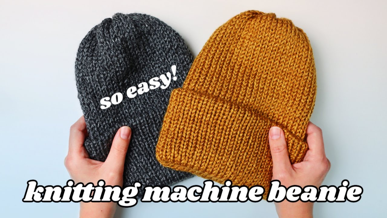 Two Toned Knitting Machine Beanie  QUICK & EASY Project For Beginners! 
