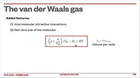 Thermodynamics and Statistical Mechanics; Lecture 26: Real gas