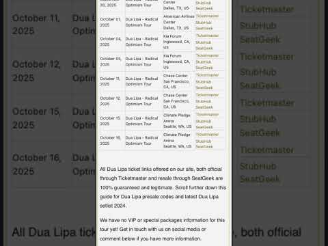 Are You Ready For Dua Lipa Tour Presale Code Sales