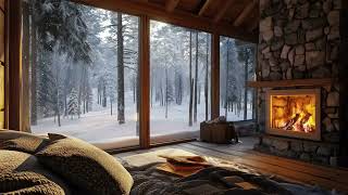 Cozy Cabin living Room with Fireplace - 3 Hours of Piano Music | Celestial Echoes