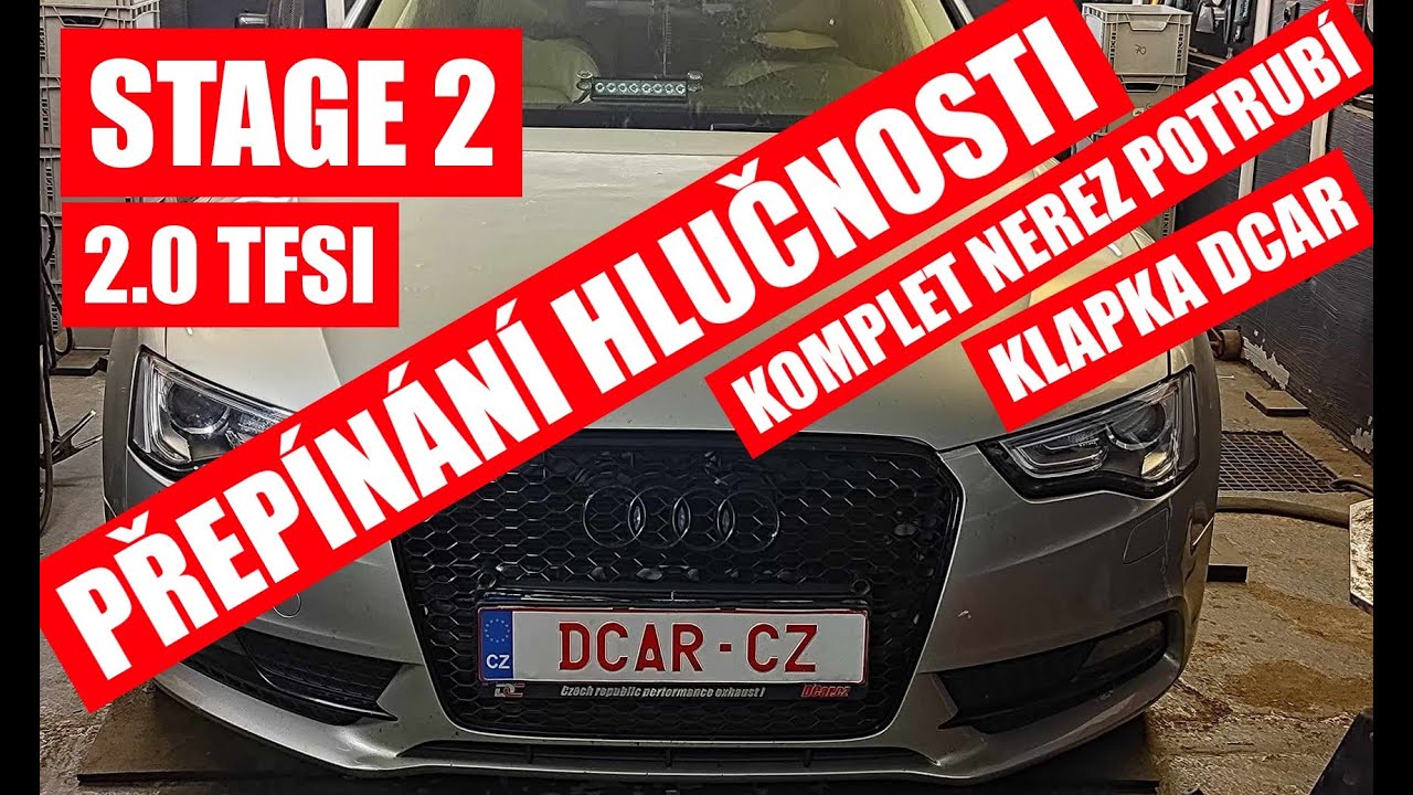 Audi A5 2.0 TFSI - nerez potrubí a výfuková klapka DCar.cz - přepínání hlučnosti výfuku