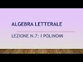 AL7. I Polinomi. Il grado del polinomio