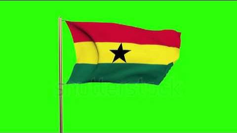 Ghana flag waving in the wind. Green screen, alpha matte. Loopable animation Stock video by
