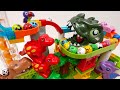 Satisfying Building Block coaster Marble Run Big green dinosaur Course
