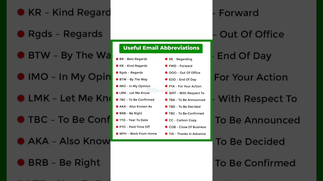 Useful email abbreviations for daily life 