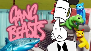 TWO IDIOTS LOSE THERE MINDS OVER SHARKS- Gang Beasts Funny Moments