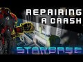 Starbase Gameplay - Repairing a crashed ship - Mining gone wrong!