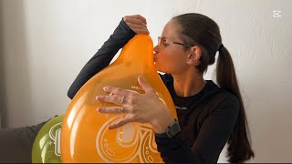 ASMR - Blowing Orange Balloon - Big Balloon 