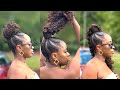 How to do Stitch braid ponytail w/curly hair | NO GLUE | NO THREAD