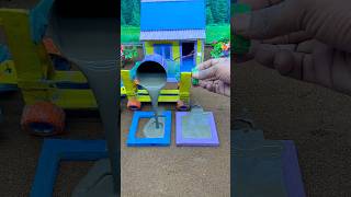 🎥✨ Realistic Mini Construction Pillar Footing 🧱 | Cement Pouring with DIY Mini Tractor 🚜 #shorts