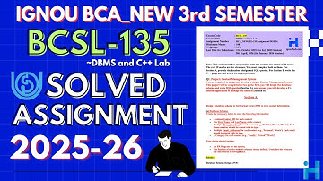 BCSL-135 Solved Assignment July 2025 / Jan 2026 || BCA_NEW 3rd Semester Solved Assignment  2025-26