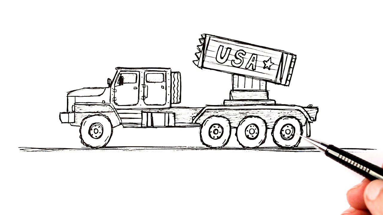 How to draw a Rocket Launcher Truck easy - YouTube