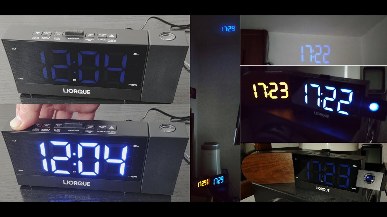 Radio reloj de proyección de techo, reloj despertador FM con proyector de  techo, pantalla de temperatura, puerto de carga USB, reloj despertador  dual, esfera negra A