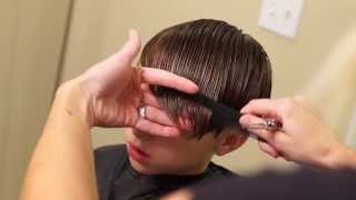 Young Justin Bieber Side Swept Haircut // how to cut boys hair