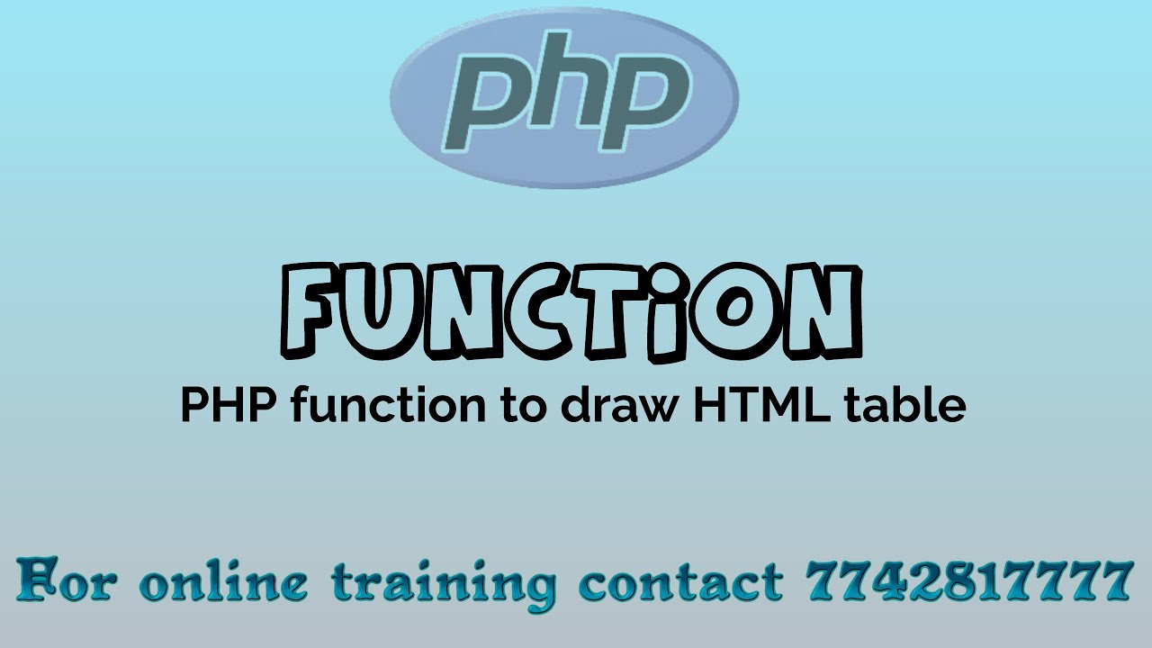 PHP function to draw HTML table in Hindi - YouTube