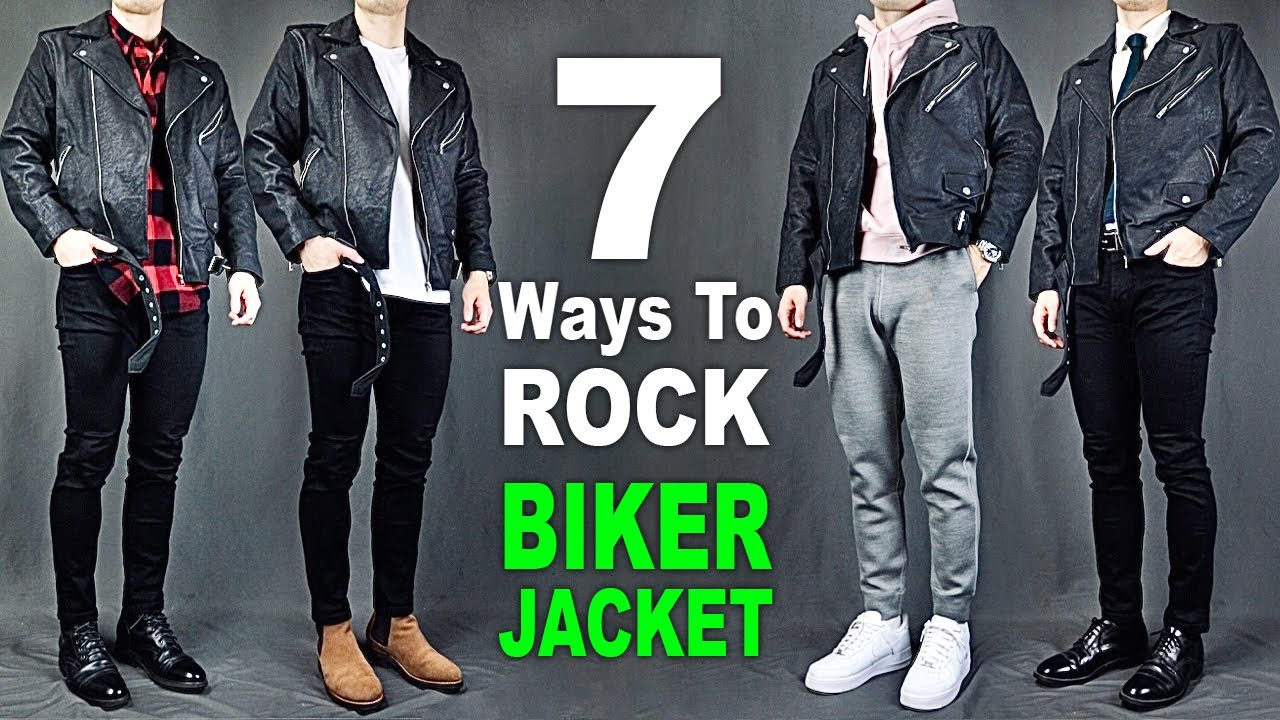 7 Ways to ROCK Biker Jacket | Mens’s Outfit Ideas - YouTube