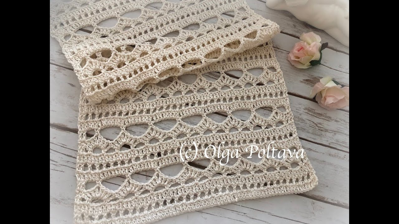 Cómo Tejer a Ganchillo una Bufanda Fácil, Paso a Paso, Hilo de Algodón, Crochet Vídeo Tutorial