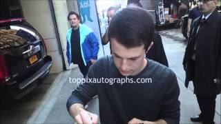 Odeya Rush & Dylan Minnette - SIGNING AUTOGRAPHS while promoting 'Goosebumps'in NYC