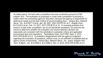 Bid protests: Technical evaluations for task orders