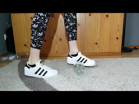 Adidas Superstars crush plastic bootles crush fetish Recycling ASMR #CRUSHFETISH_8989