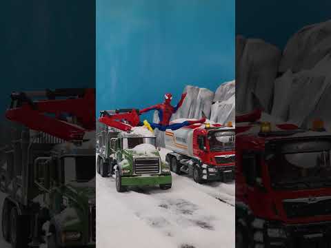 Can Spiderman Really Drive These Huge Trucks?! 🕷️🕸️  #shorts #spiderman #christmas #toys