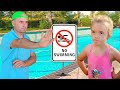 Anabella and Bogdan Learn about Swimming Pool Rules | Kids Swim