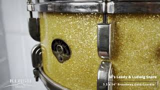Leedy Ludwig 5.5X14 Broadway Snare Drum Gold Sparkle Vintage 1953