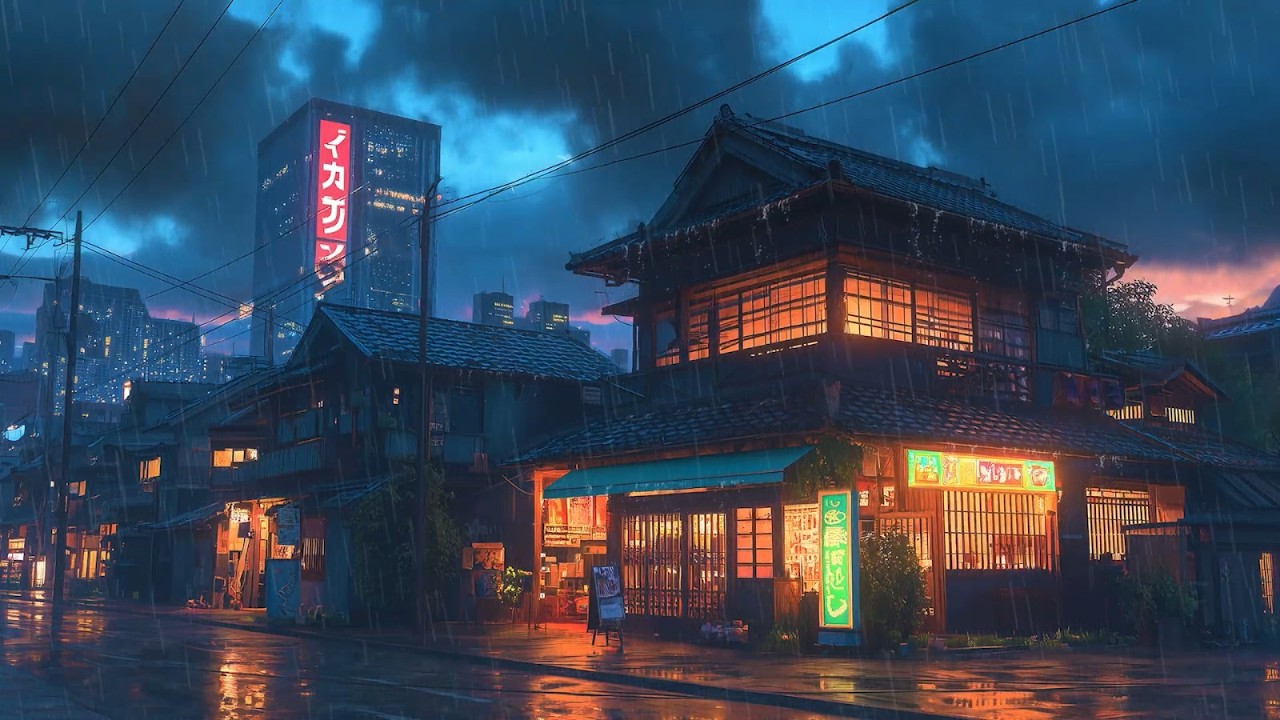Riding Rainy Season | Deep Night Rain Lo-Fi House Ambience - Calming Rain