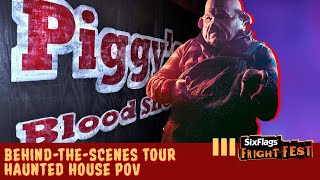 Piggys Blood Shed Haunted House Behind-the-Scenes Tour & POV | Six Flags Over Texas Fright Fest