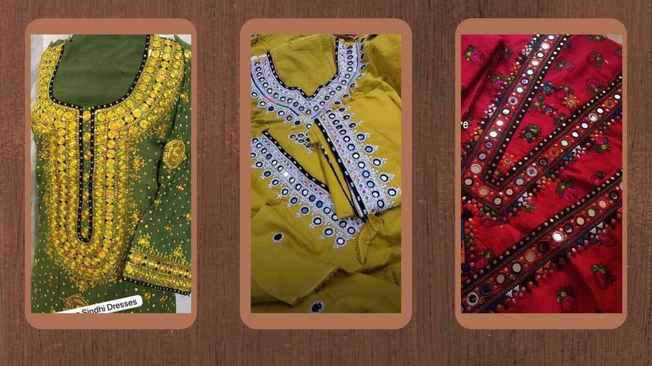 Sindhi traditional hand embroidery on kurti design ideas 💡