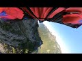 Wingsuit- wide angle Belly Cam Mountain run, diving turn 2pm Window