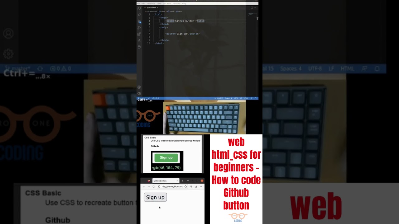 Basic HTML CSS | How to Code Github Button | Learning HTML for Beginners #shorts #html #css #htmlcss