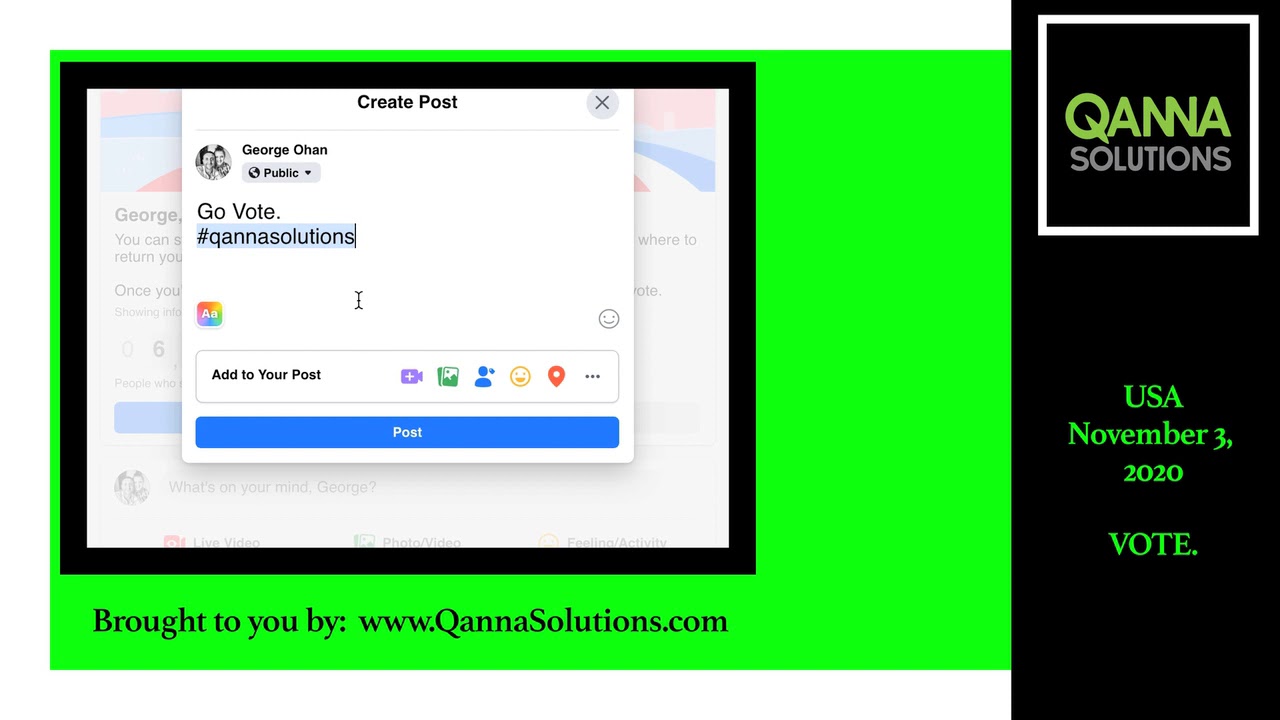 Vote USA elections November 2020 encouraged by Qanna Solutions