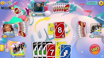 Win with an absolute advantage of 3【+4】wild cards🤹🏻in Facebook Uno Card (Ranked mode - Classic x4)