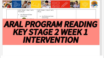 ARAL PROGRAM READING SAMPLE INTERVENTION WEEK 1 KEY STAGE 2