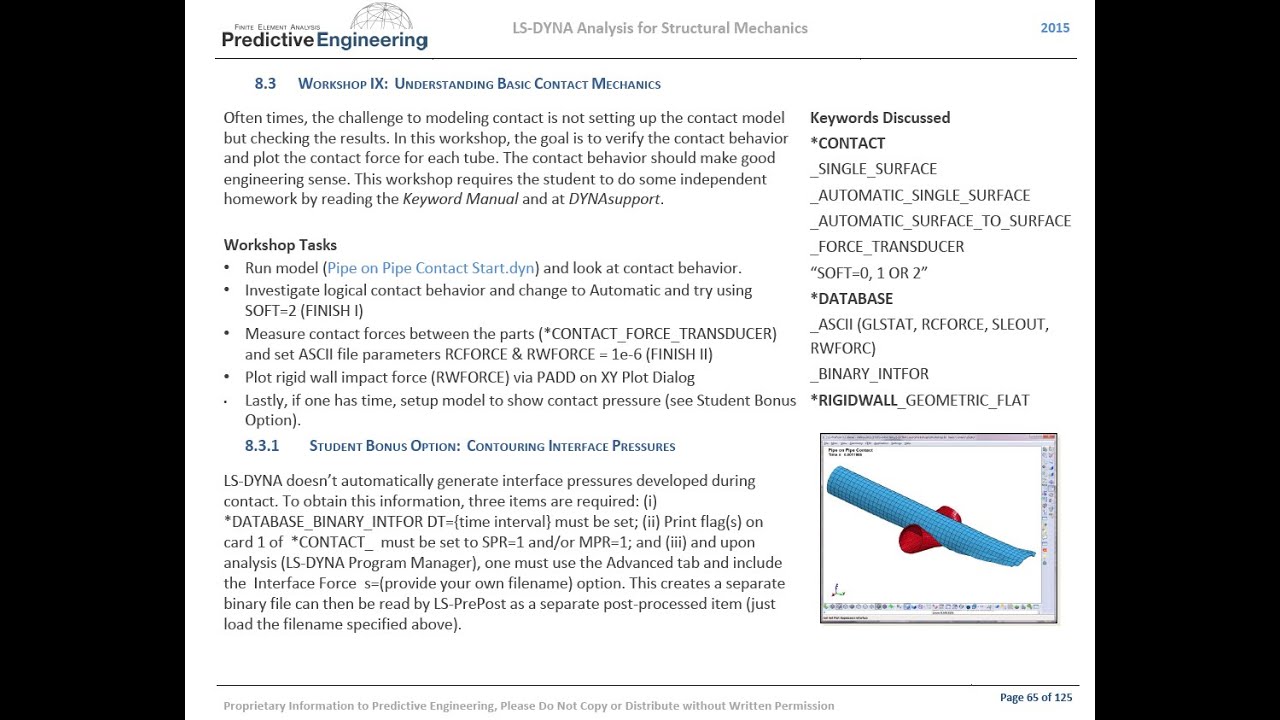 LSDYNA Analysis for Structural Mechanics IX Introduction to
